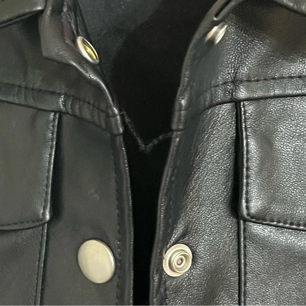 Barbie Girls‎ Black Faux Leather Moto Jacket Pink Logo 3T Trucker Coat Mattel